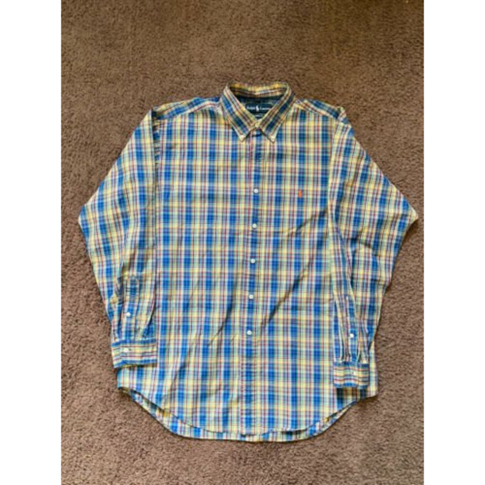 Polo Ralph Lauren Long Sleeve Button Down Mens Large Blue Classic Fit Pony Logo